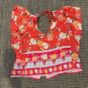 O'Neill Red Floral Blouse